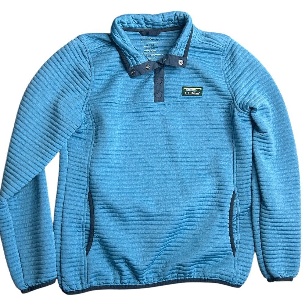L.L.Bean Woman’s Snap Fleece Pullover Blue Quarter Snap Jacket Size S Regular‎